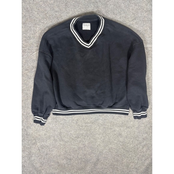Abercrombie & Fitch Sweaters - Abercrombie Fitch Soft A&F Collection V Neck Sweatshirt Black White Stripes Sz L